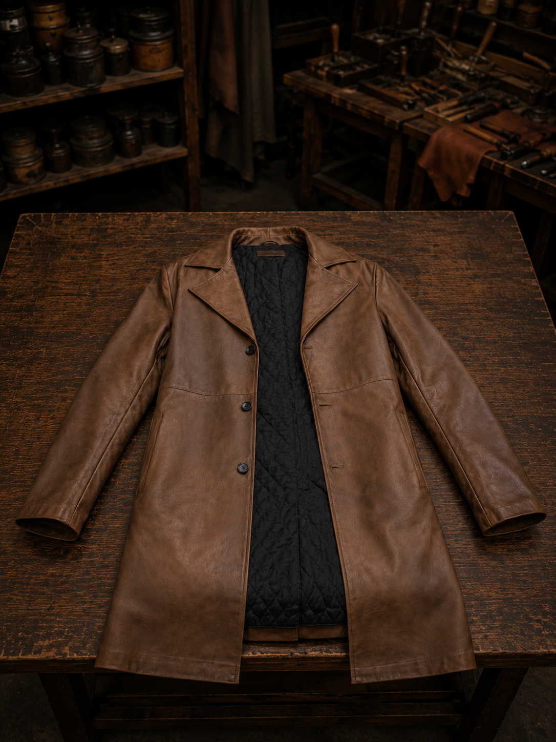 Orlando Waxed Brown Leather Coat For Men