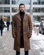 Orlando Waxed Brown Leather Coat For Men