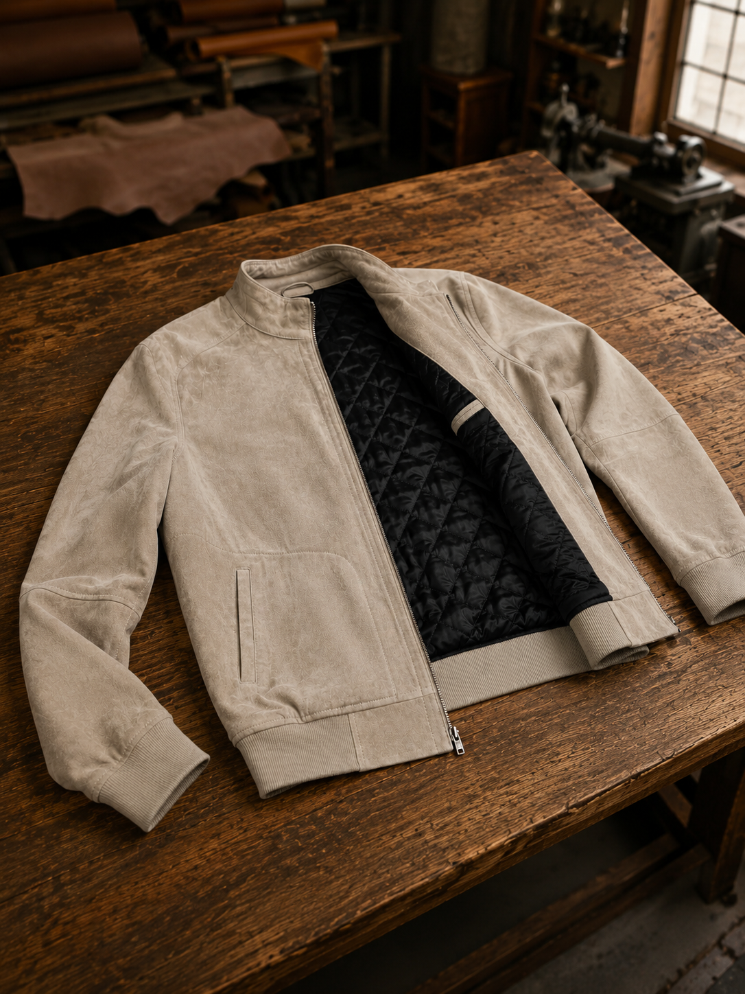 Modern Elegance Beige Suede Style Jacket for Men
