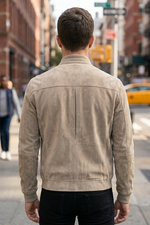 Modern Elegance Beige Suede Style Jacket for Men