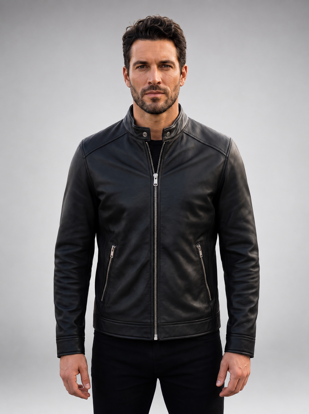 Marco Men's Black Moto Leather Jacket