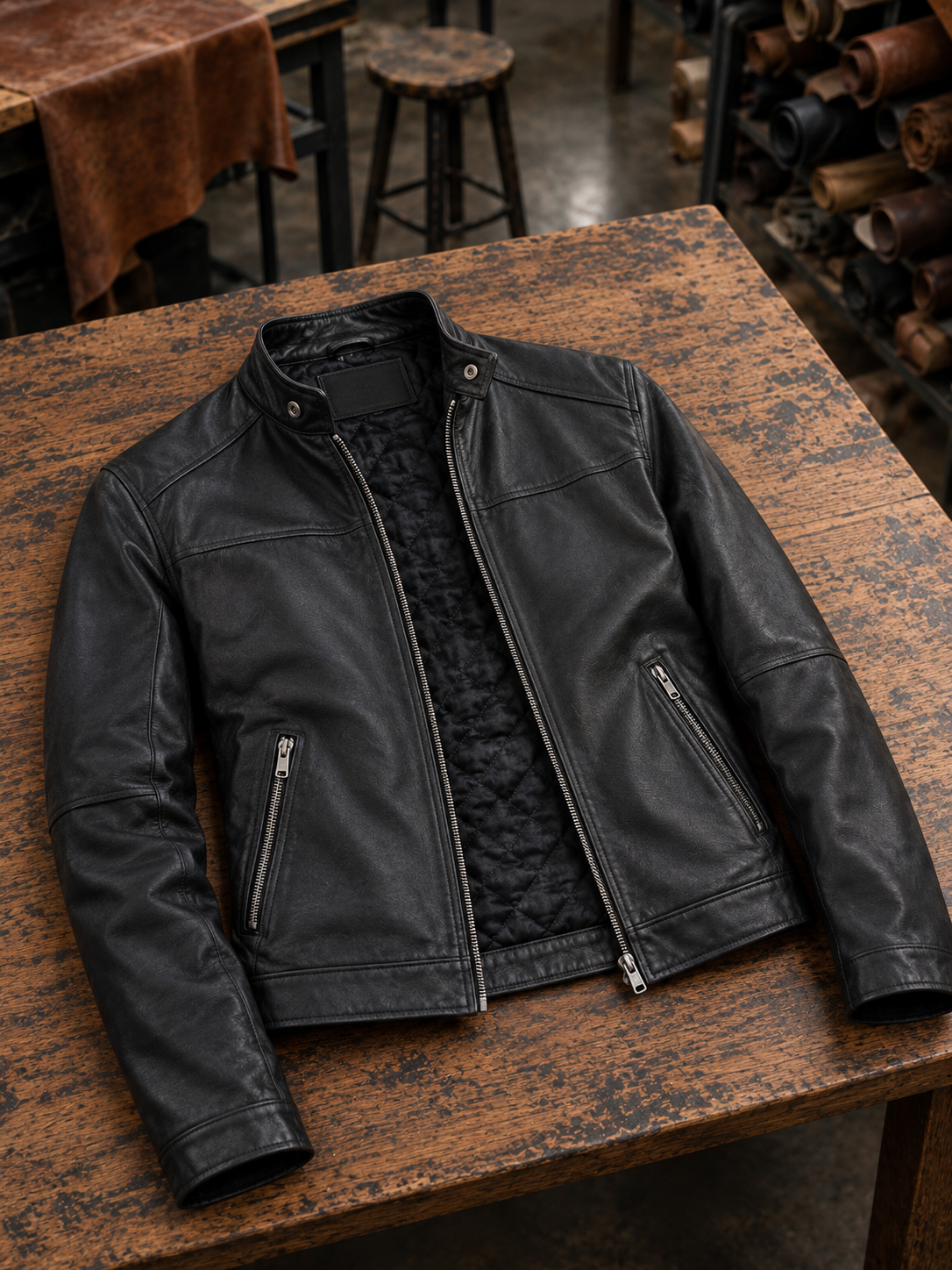 Marco Men's Black Moto Leather Jacket