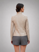 Penelope Beige Leather Jacket For Women