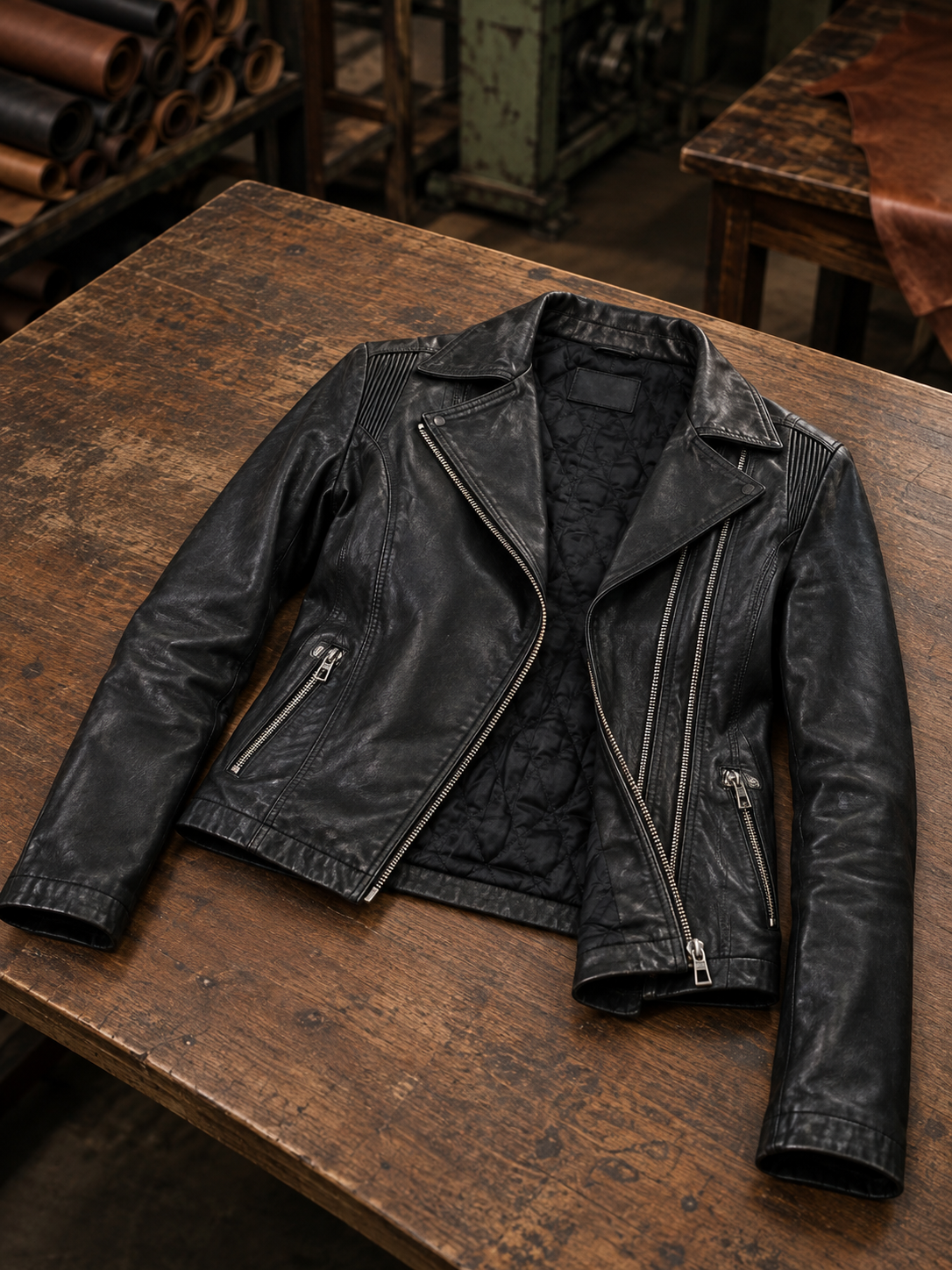 Philadelphia Black Racer Leather Jacket For Women