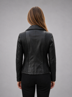 Philadelphia Black Racer Leather Jacket For Women