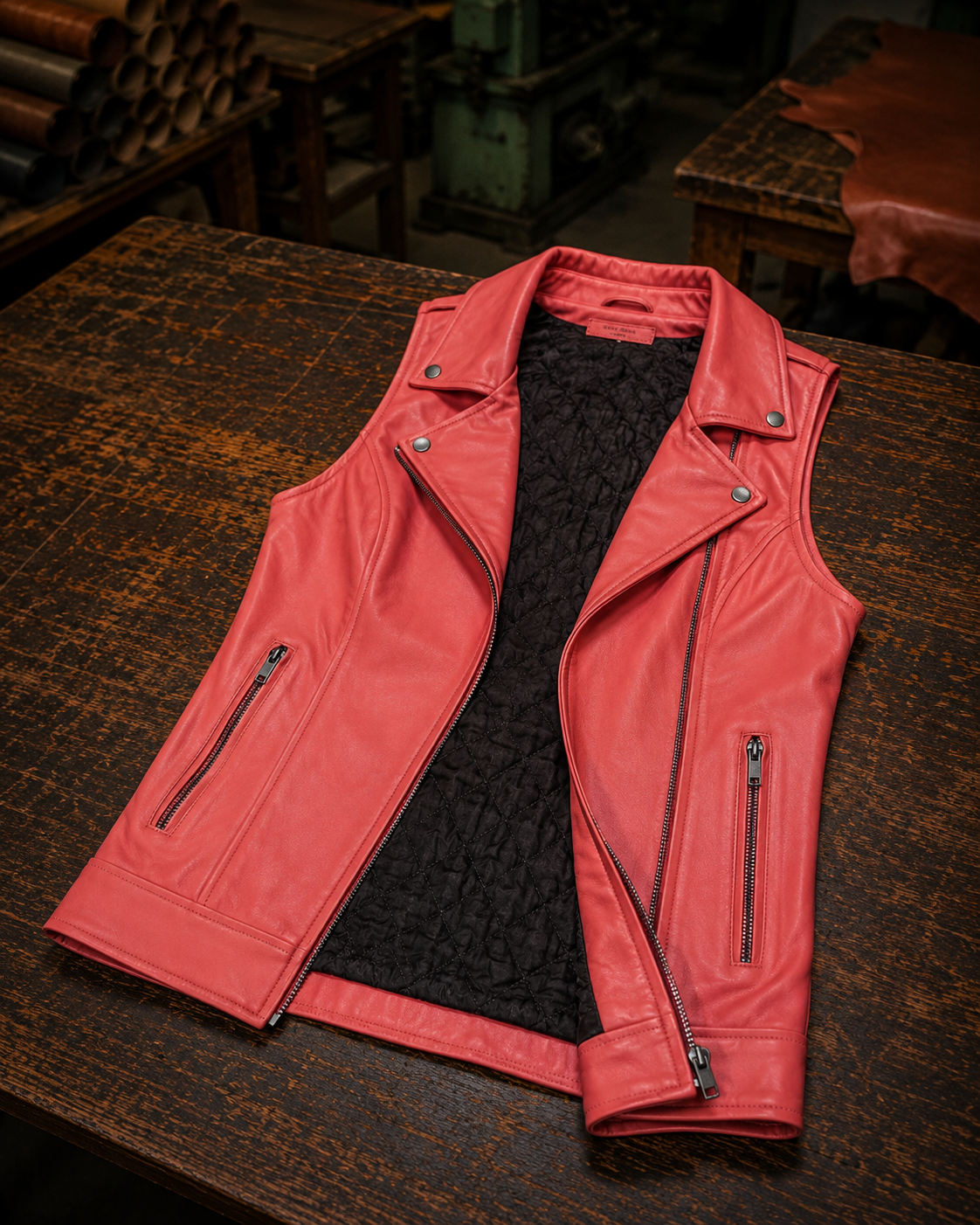 Pink Leather Vest Usa For Women