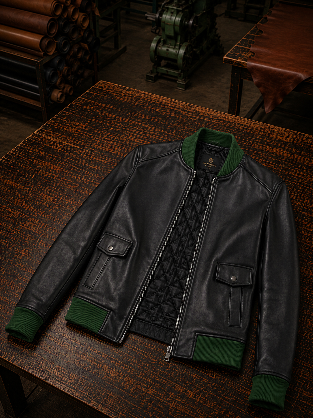 Stark Black Bomber Leather Jacket For Women