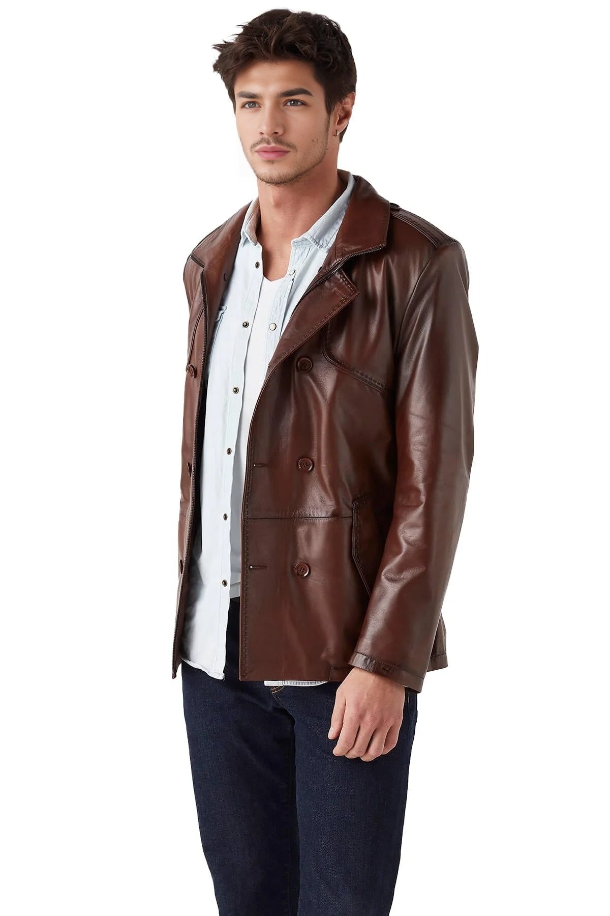 Nathaniel Brown Leather Jacket For Men