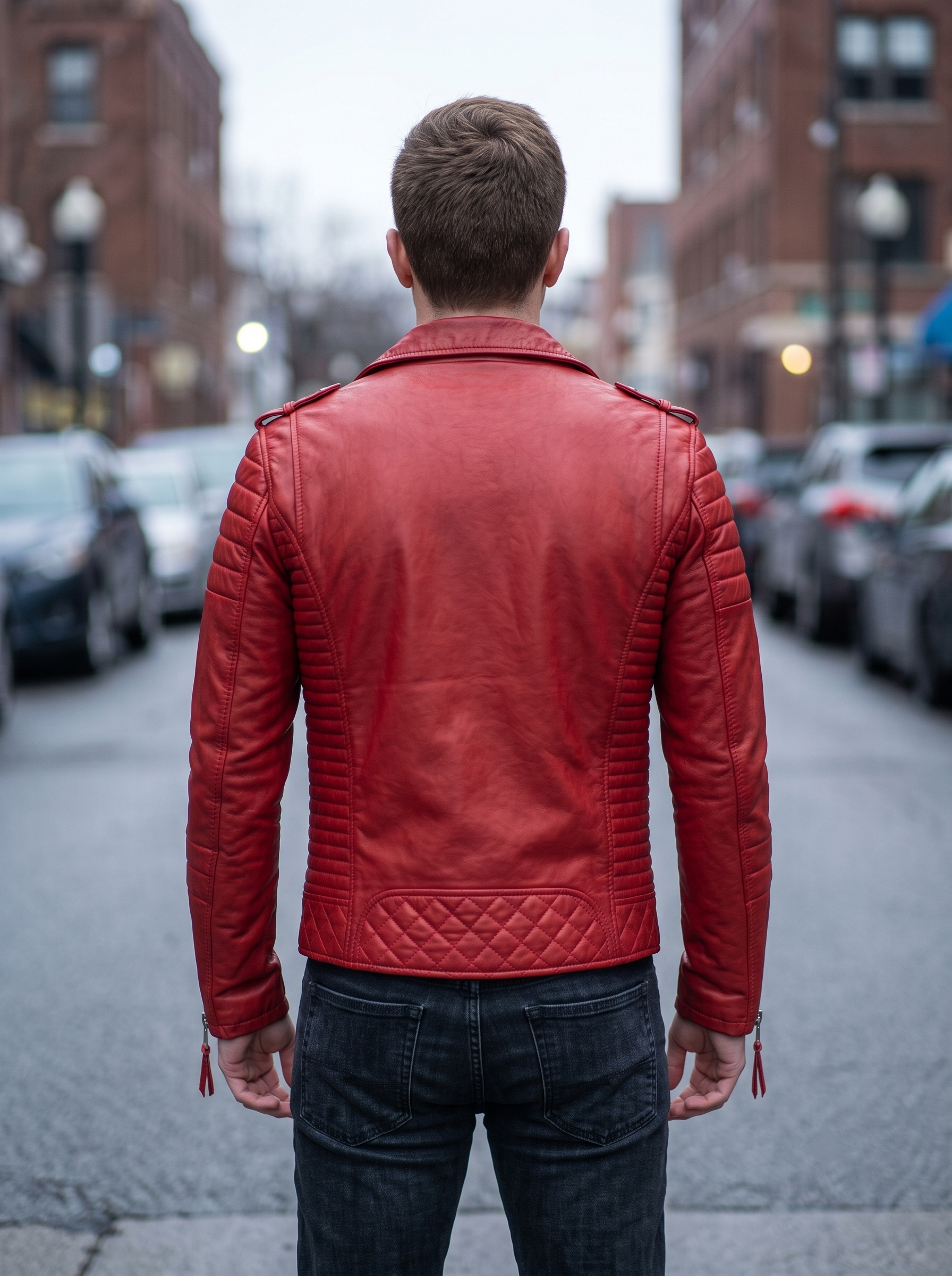 Prestige Biker Red Leather Jacket For Men