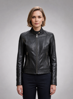 Prima Short Black Leather Jacket For Women