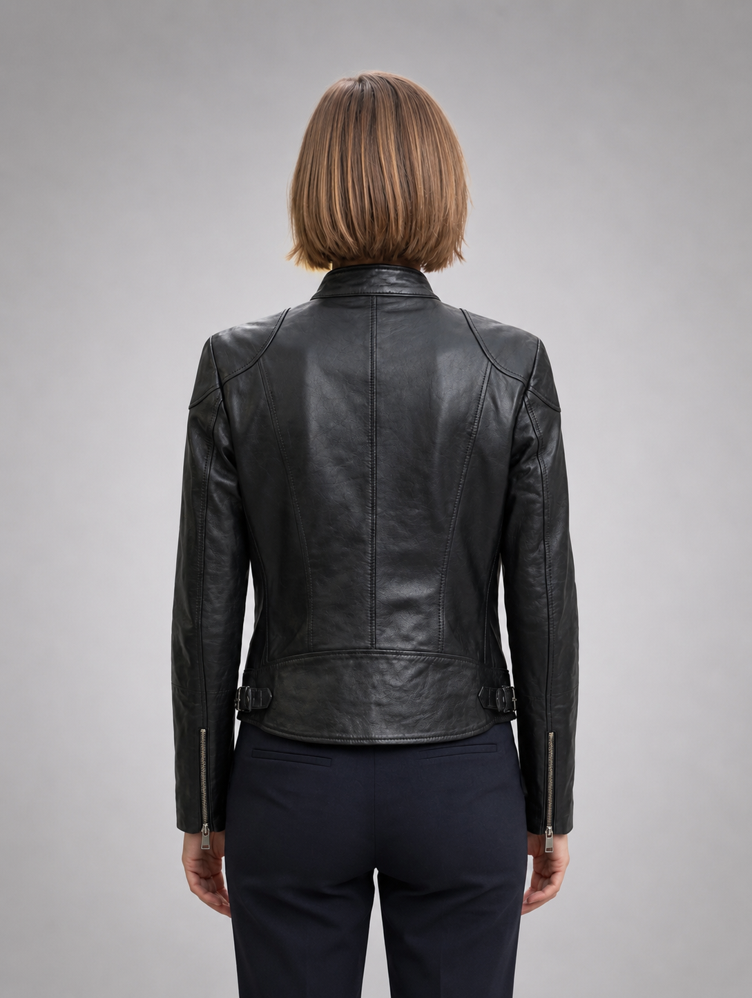 Prima Short Black Leather Jacket For Women