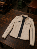 Priscilla Beige Leather Jacket for Women