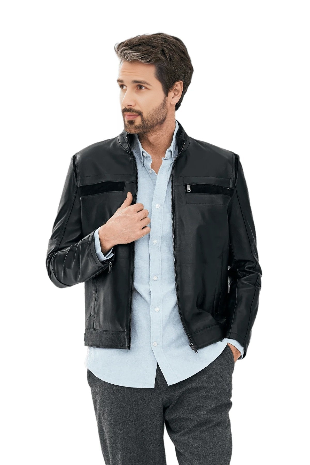 William Black Motorcycle Leather Jacket For Men