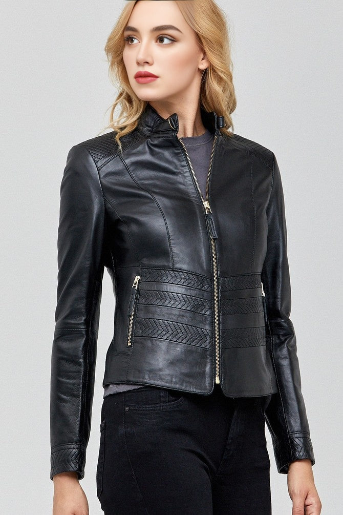 Dahlia Black Leather Jacket for Women