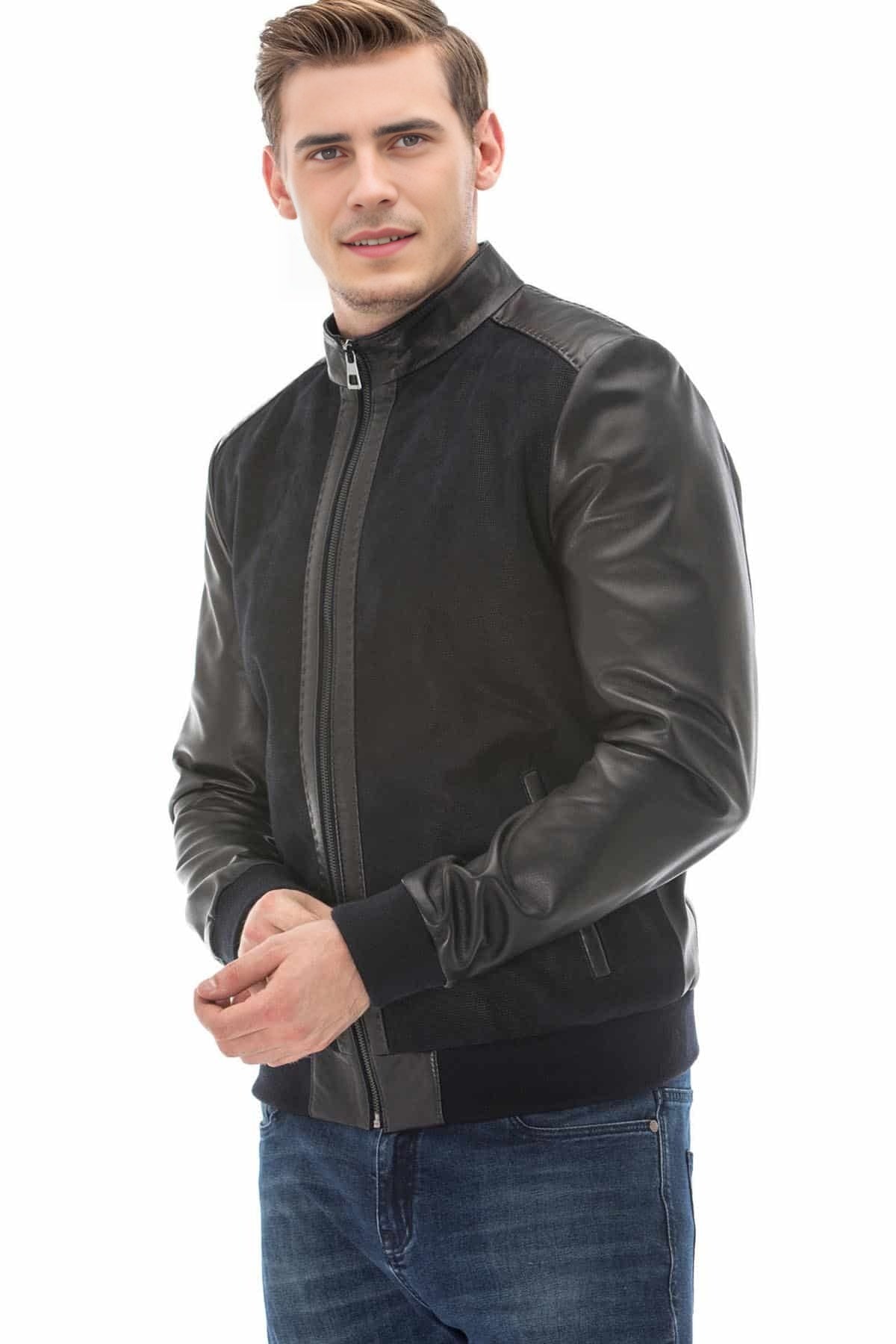 Stephen Black Men Real Leather Jacket