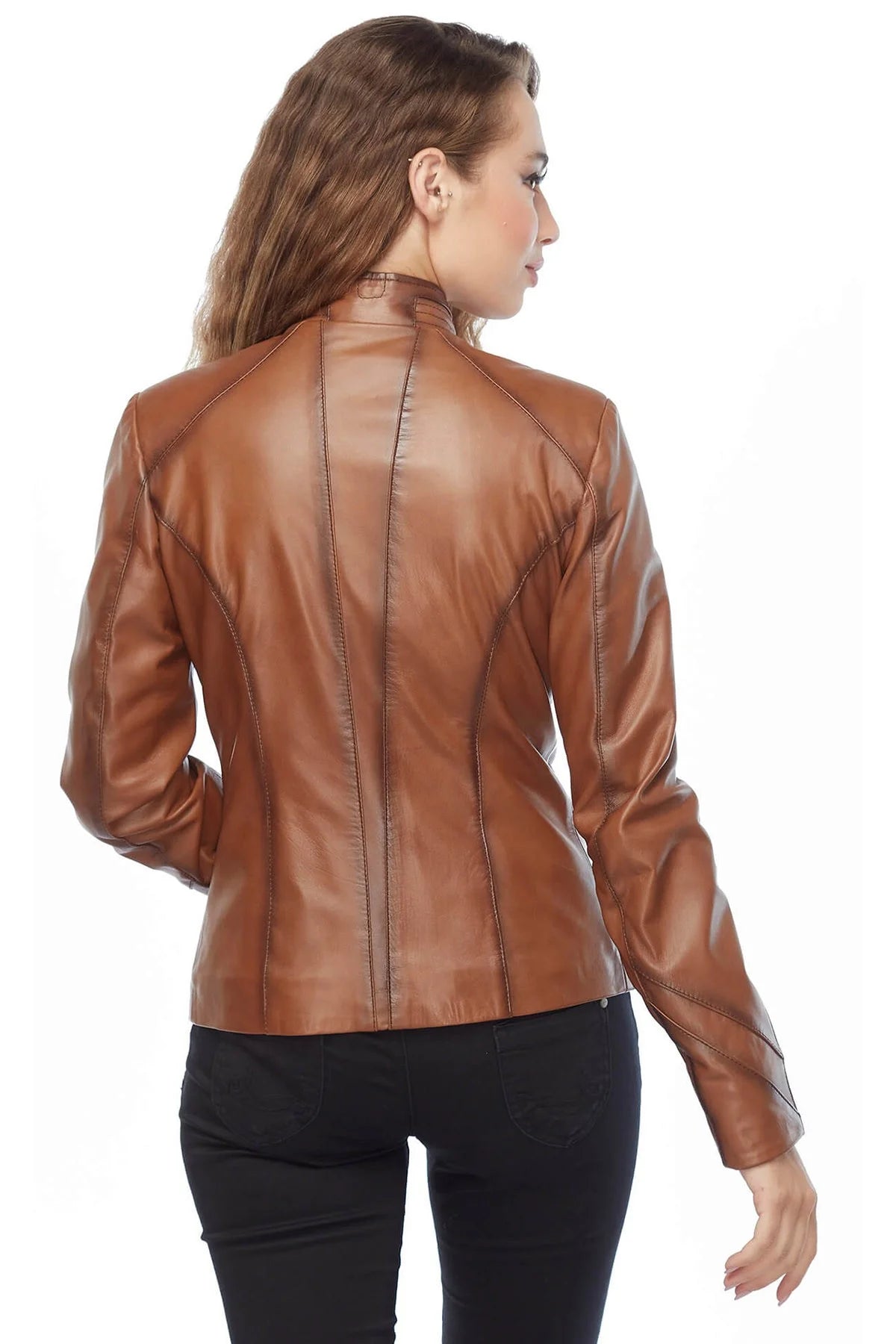 Alexis Brown Waxed Leather Jacket For Women