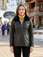 Rachel Black Fur Collar Women Leather Jacket