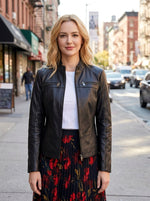 Raleigh Black Leather Jacket for Women