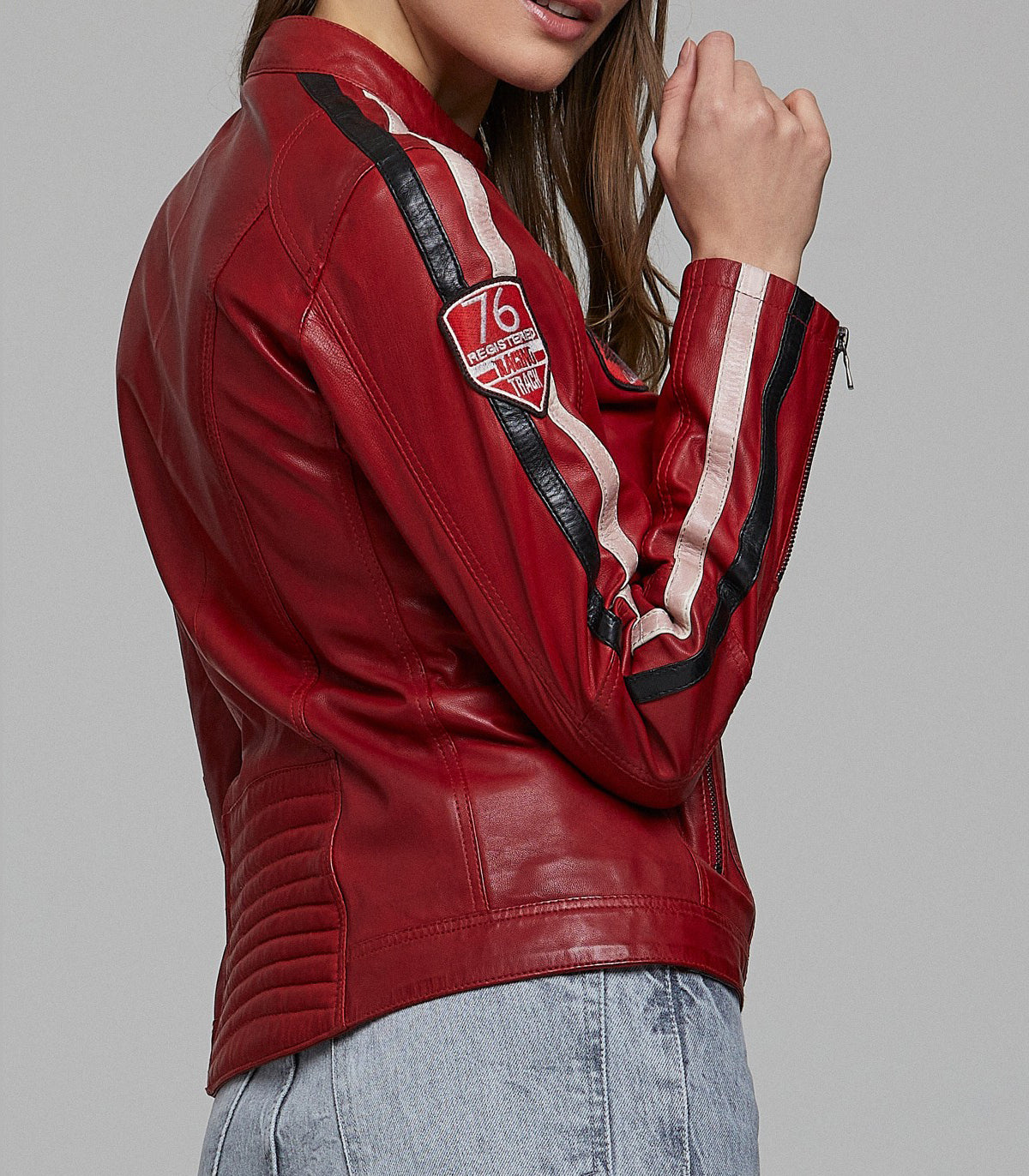Eloise Red Stylish Leather Jacket For Women