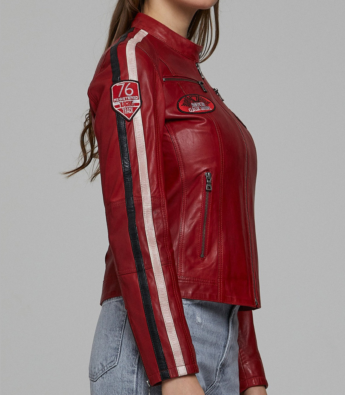 Eloise Red Stylish Leather Jacket For Women