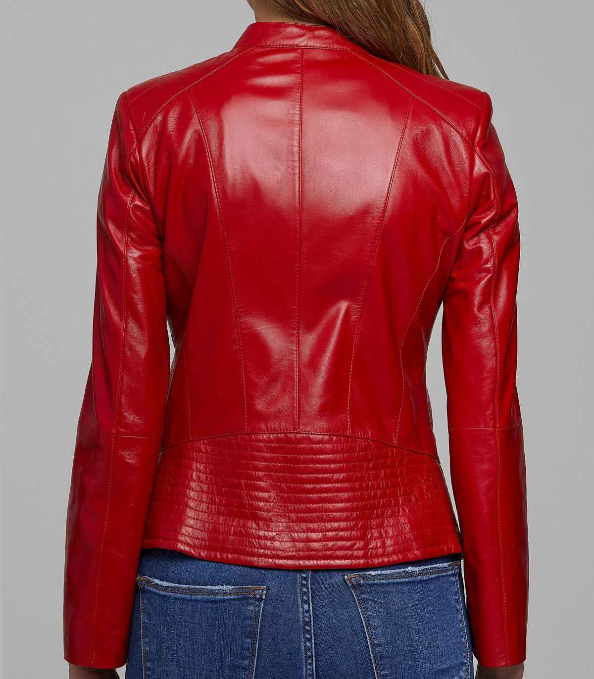 Lucky Red Motor bike Leather Jacket For Women