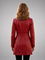 Red Sheepskin Leather Coat For Women