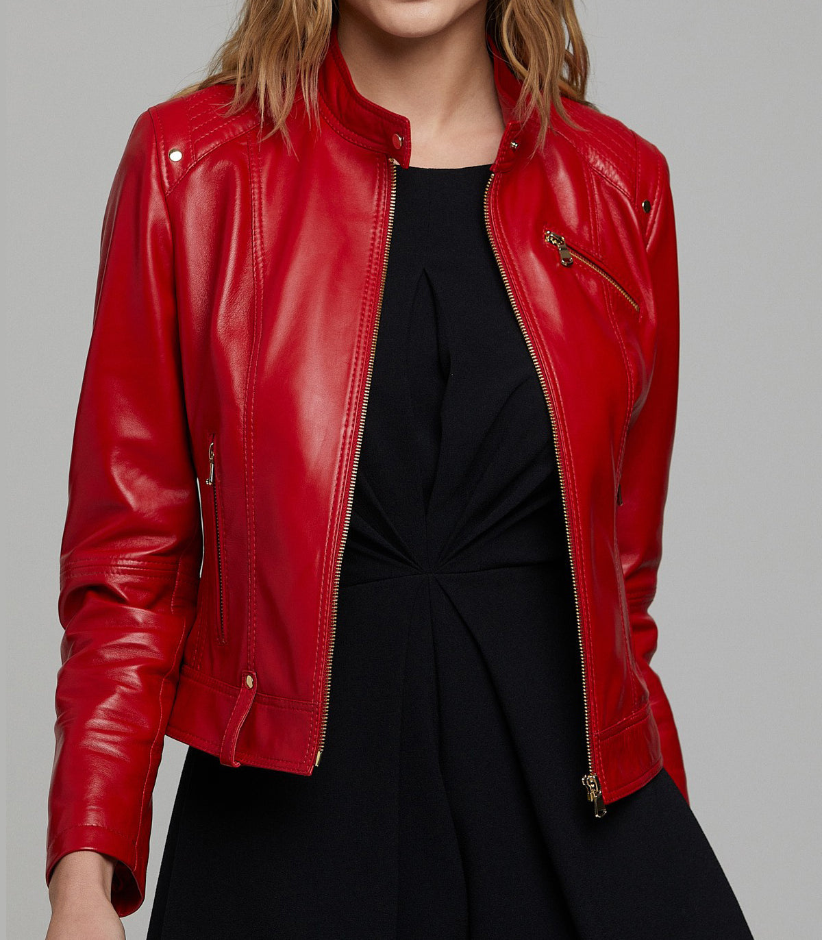 Amelia Red motor biker racer Leather Jacket For Women