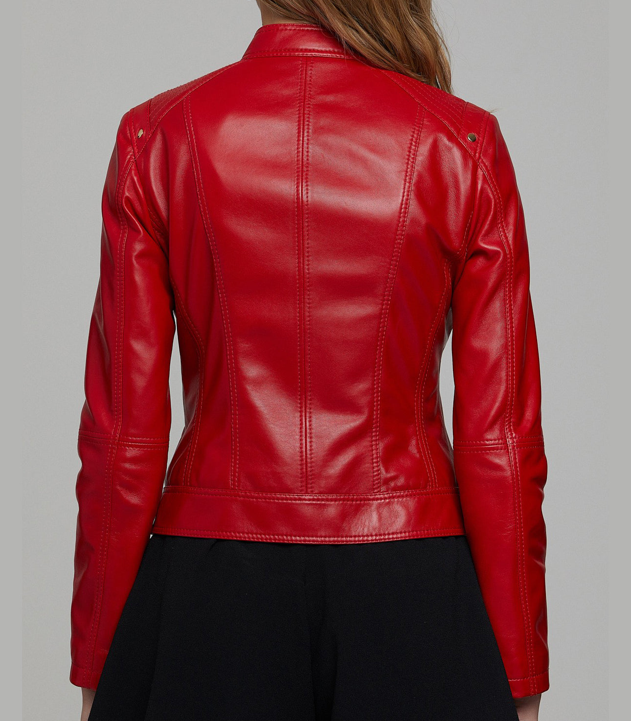 Amelia Red motor biker racer Leather Jacket For Women