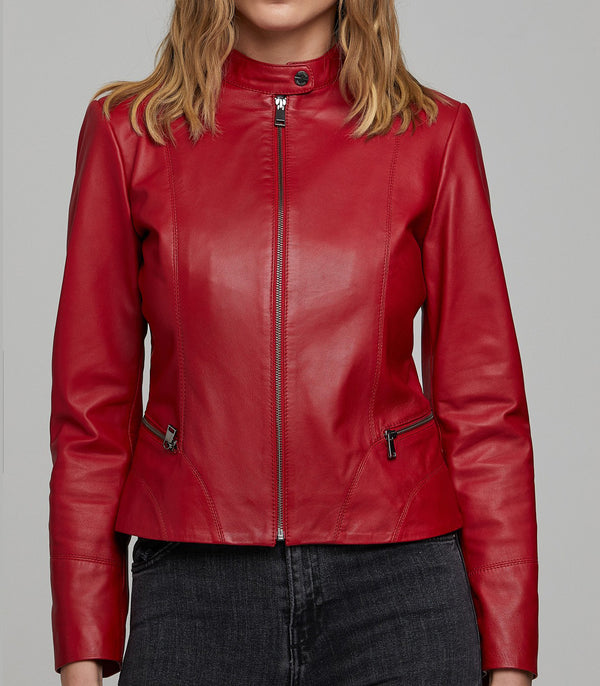 Red Viola Women's Leather Jacket