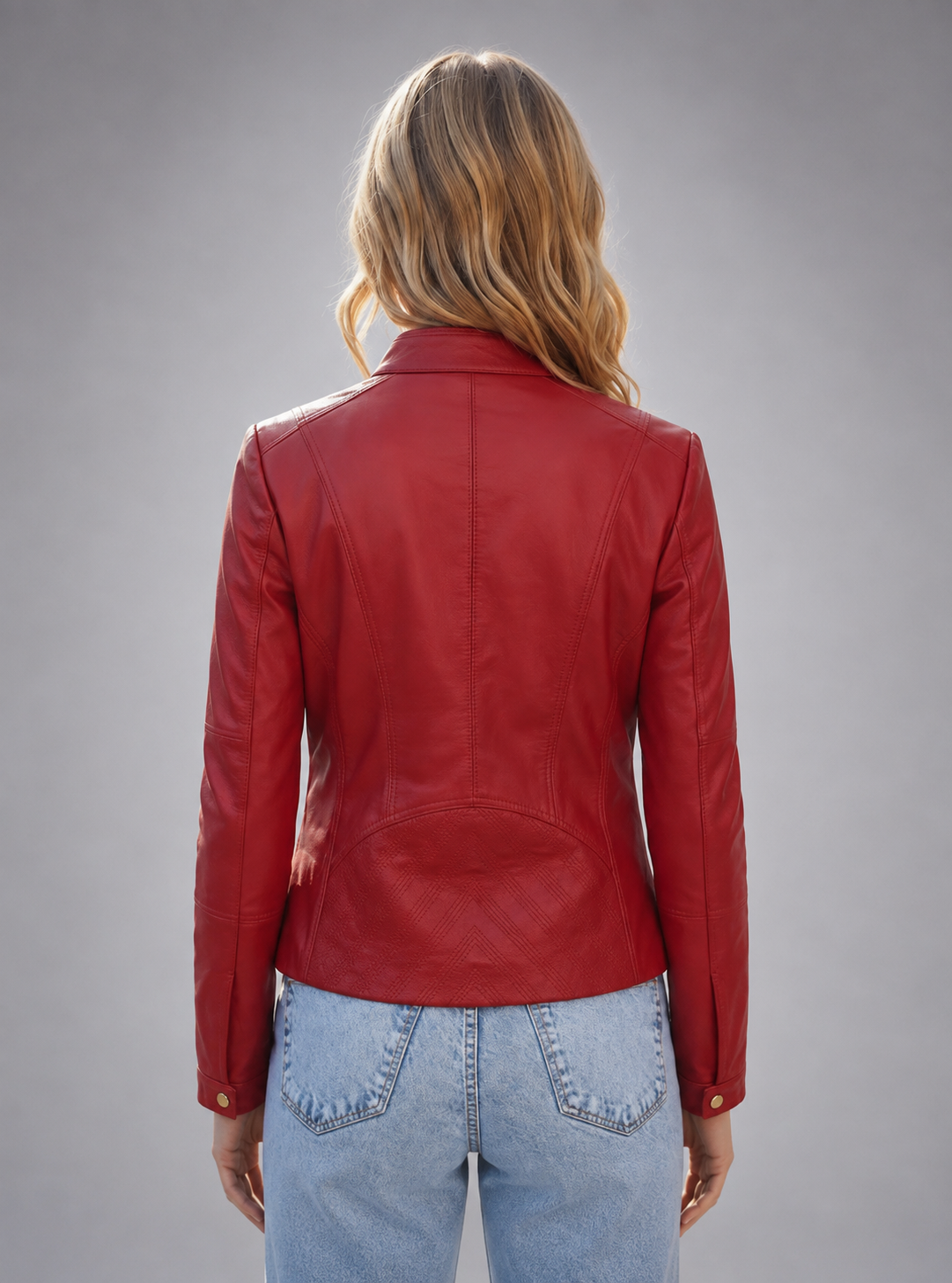 Red Donna stylish Women Leather jacket