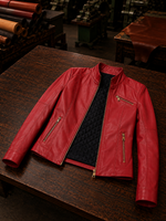 Red Donna stylish Women Leather jacket