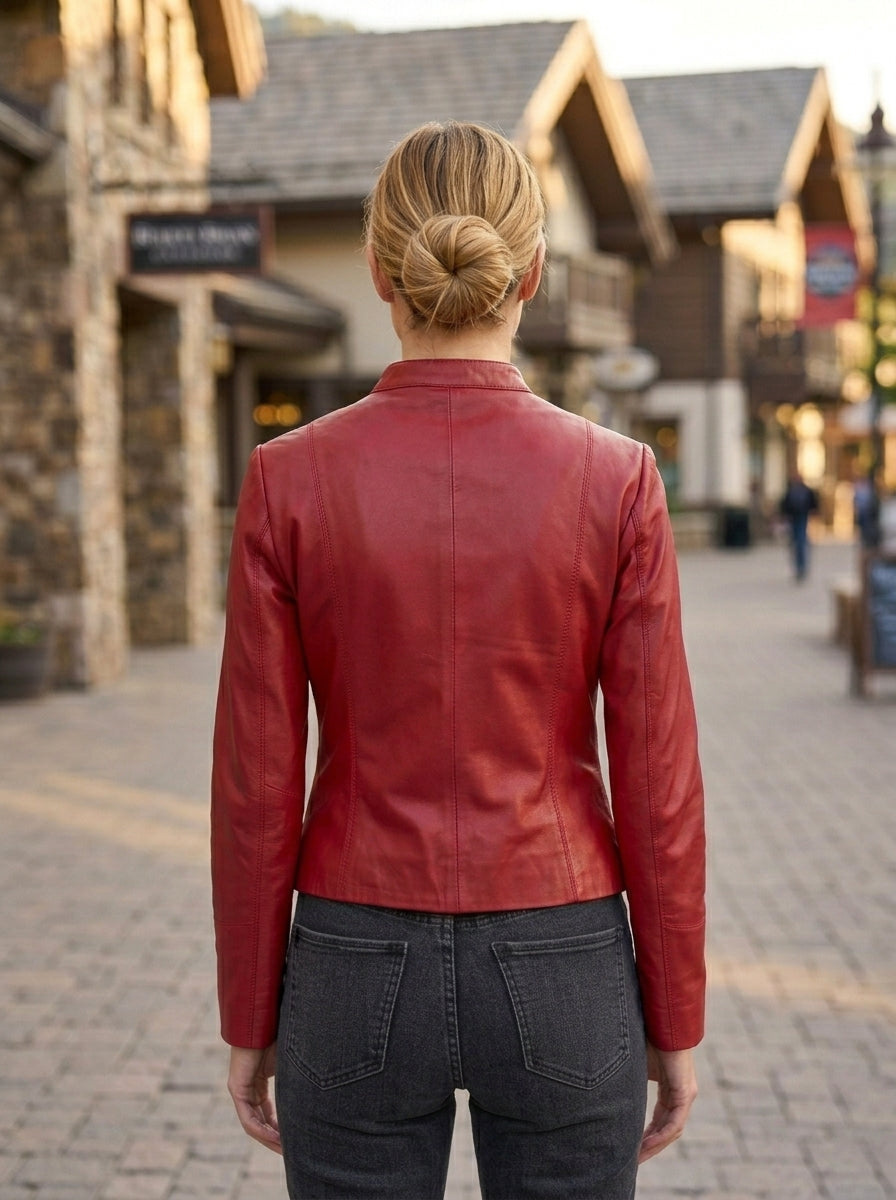 Red Viola Women's Leather Jacket