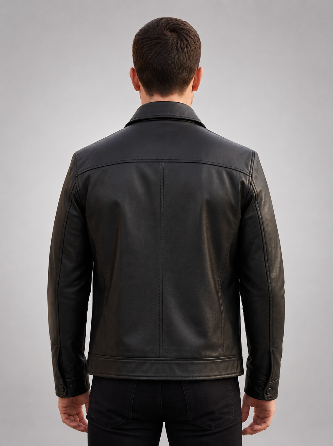 Reeves Men's Genuine Black Leather Harrington Jacket