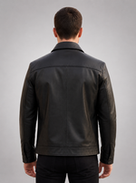 Reeves Men's Genuine Black Leather Harrington Jacket