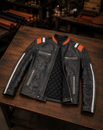 Retro Black Distressed Leather Jacket For Men