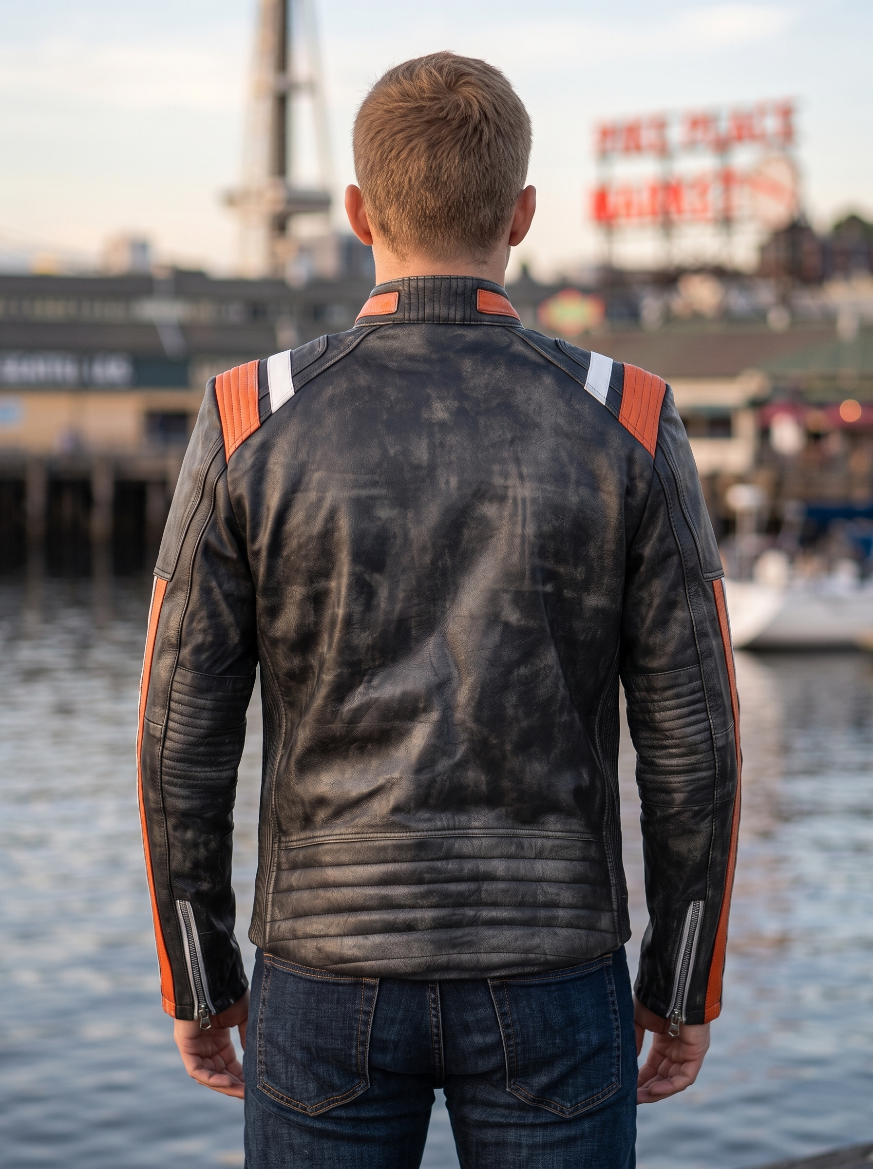 Retro Black Distressed Leather Jacket For Men