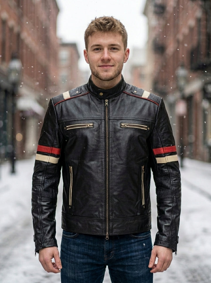 Retro Black Stylish Leather Jacket For Men