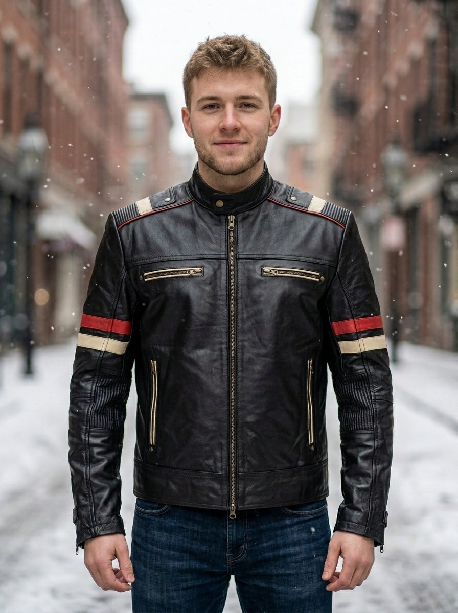 Retro Black Stylish Leather Jacket For Men