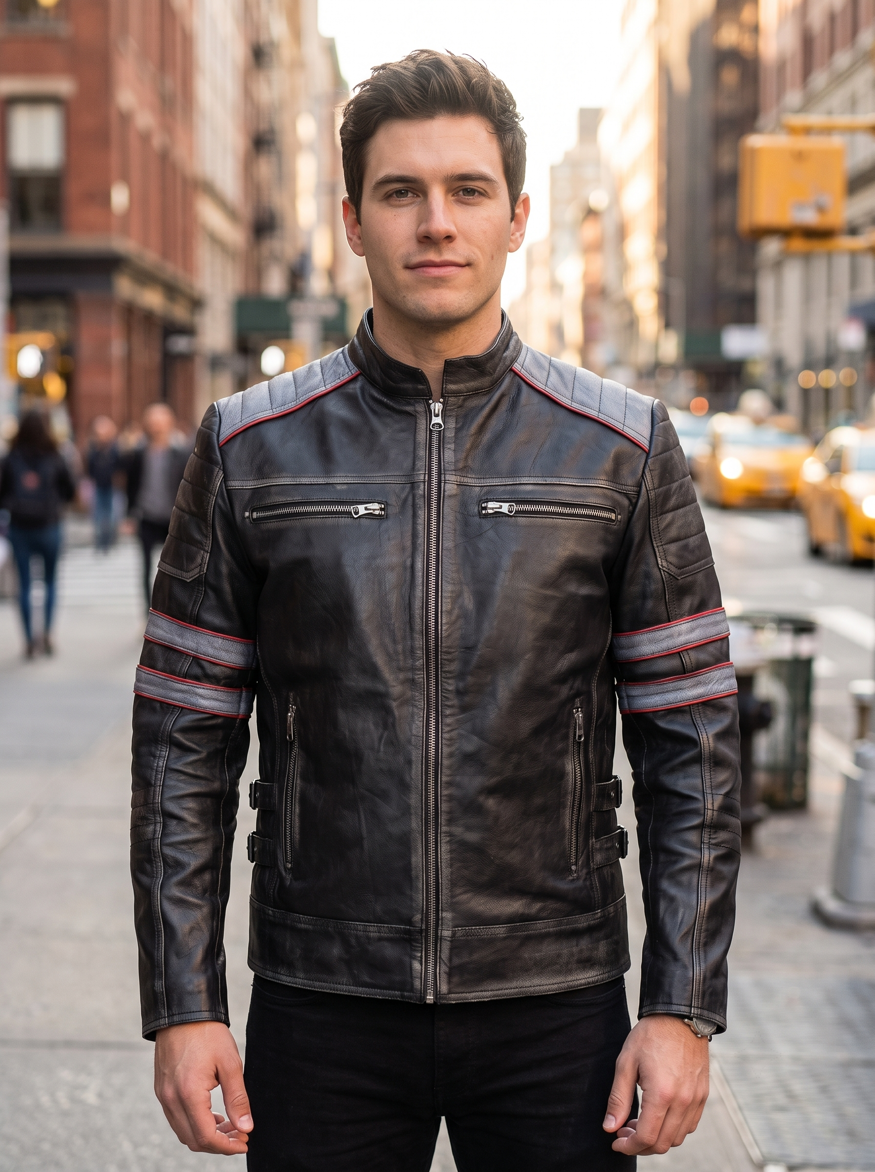 Retro Black Stylish Leather Jacket For Men