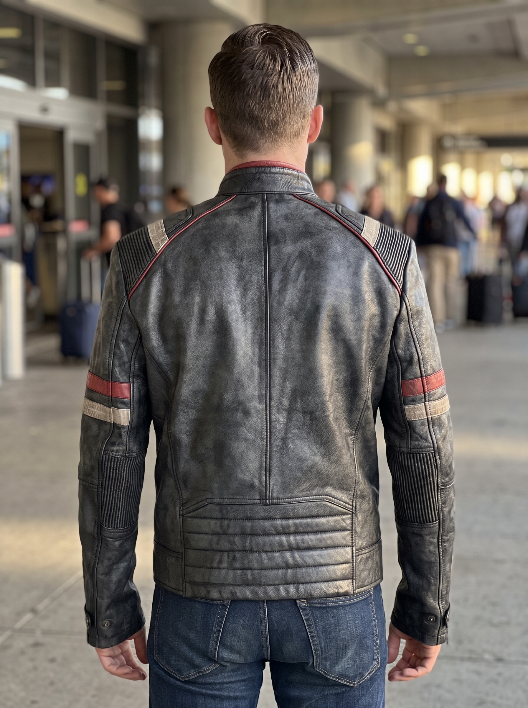Retro Distressed Black Leather Jacket For Men