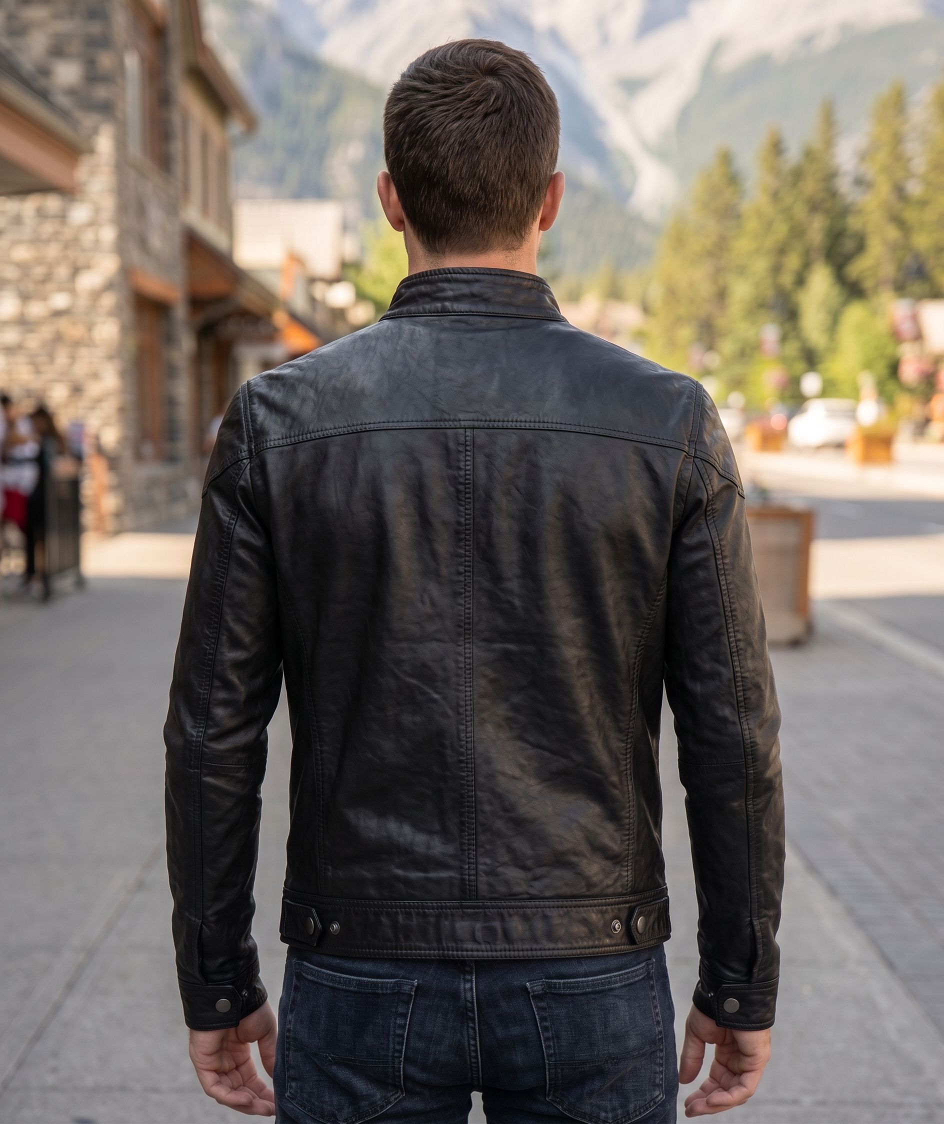 Retro Slim Fit Black Leather Jacket For Men