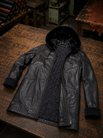 Riley Black Leather Coat For Women With Hood