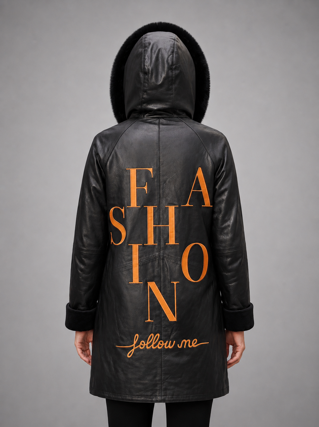 Riley Black Leather Coat For Women With Hood