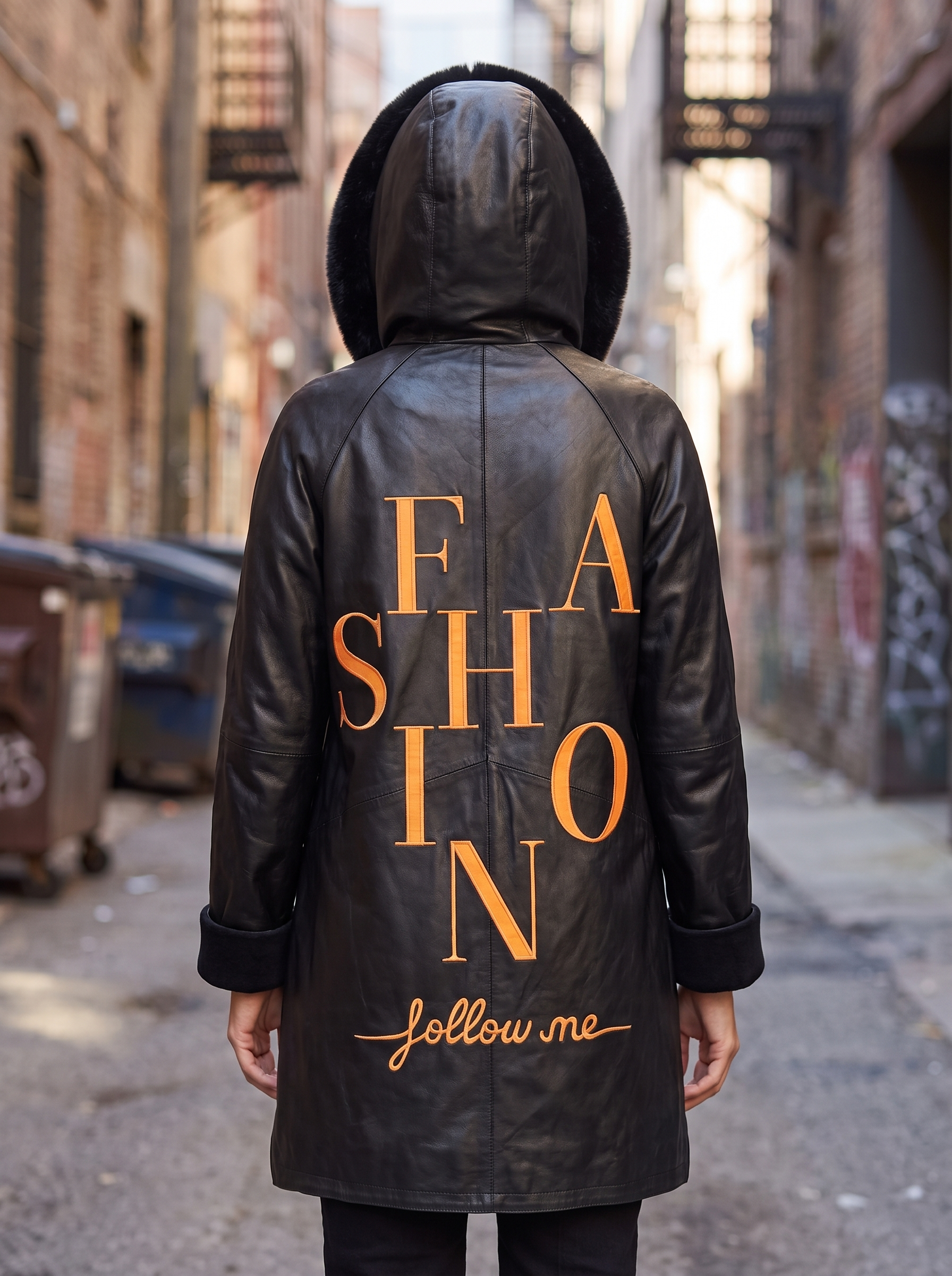 Riley Black Leather Coat For Women With Hood