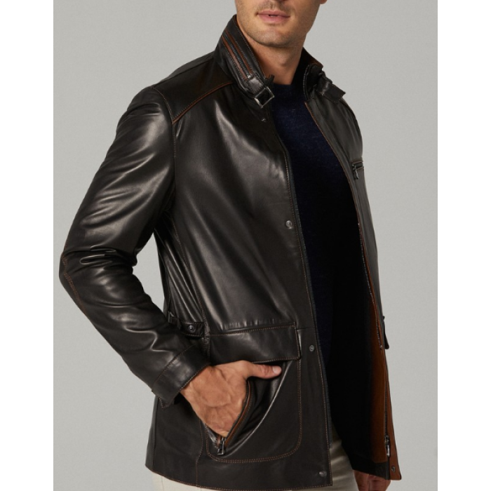Beckham Classic Black Leather Jacket For Men