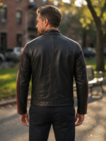 Rock Black Stylish Leather Jacket With Hoodie For Men