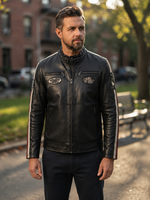 Rock Black Stylish Leather Jacket With Hoodie For Men
