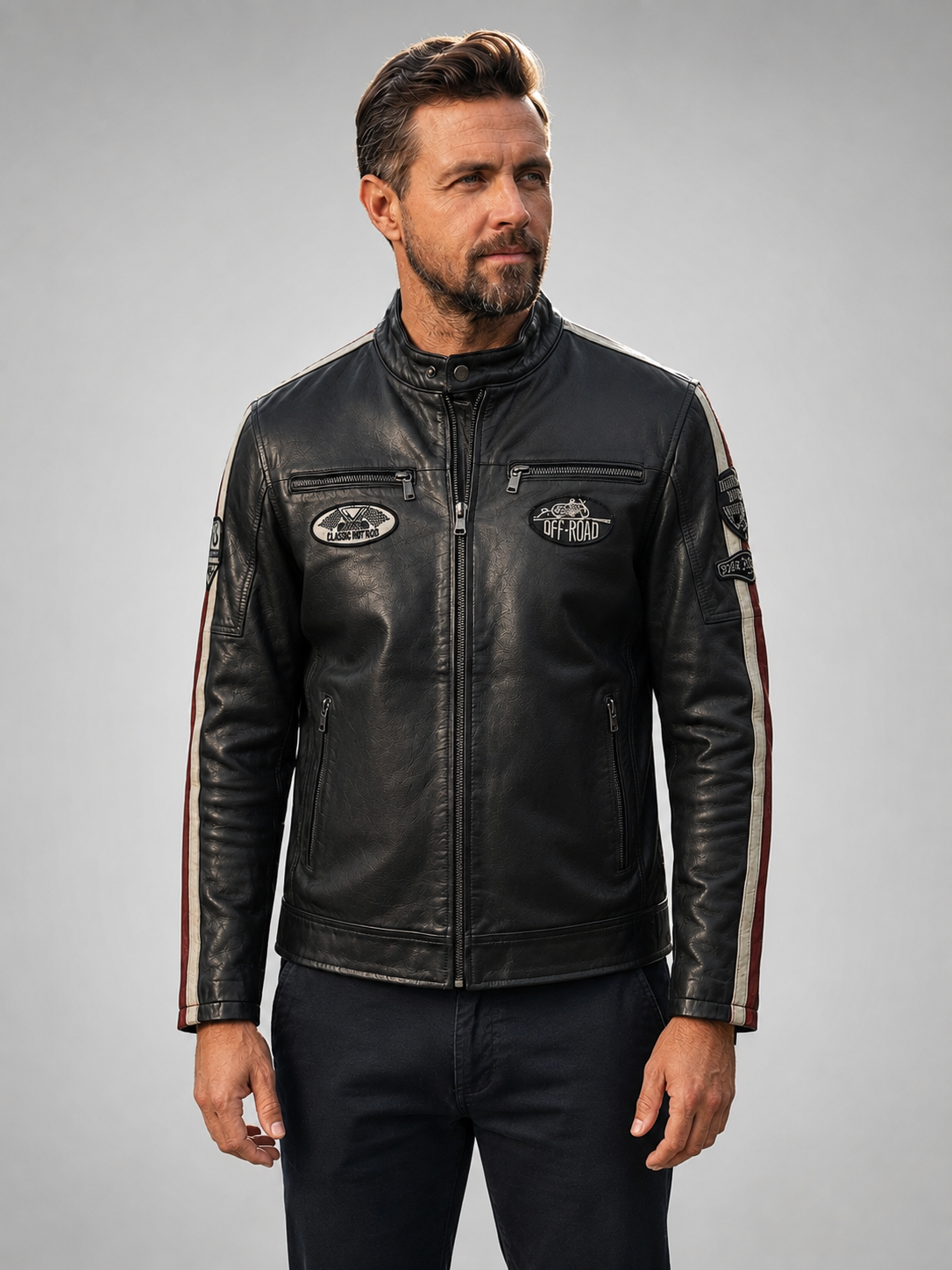 Rock Black Stylish Leather Jacket With Hoodie For Men