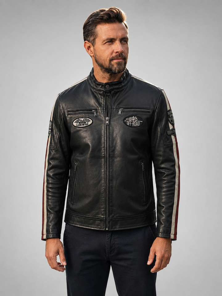 Rock Black Stylish Leather Jacket With Hoodie For Men