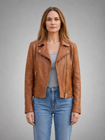 Roxanne Brown Stylish Collar Leather Jacket For Women